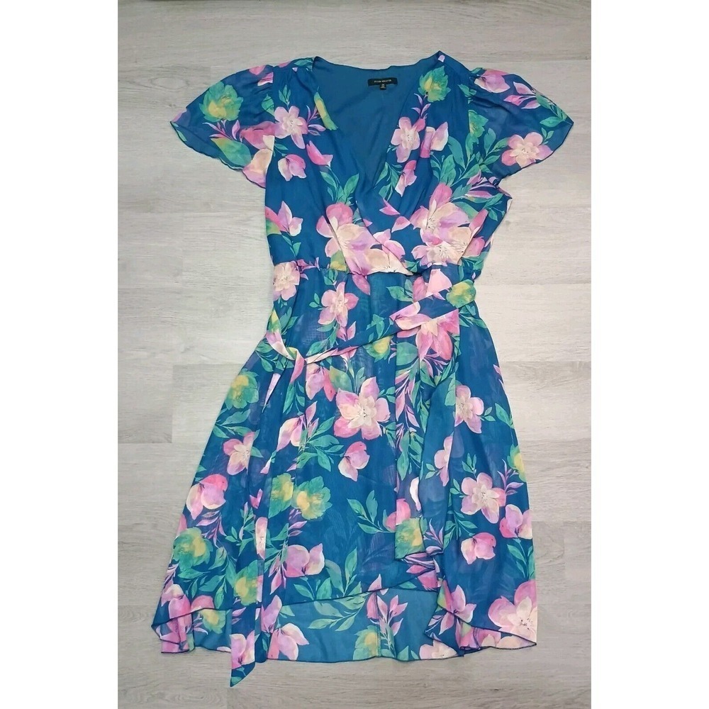 Ellen Weaver Faux Wrap Floral Dress V Neck Spring Party Wedding 2X